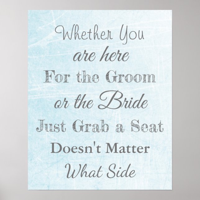 Wedding Seating Chart, Sit "wherever"  Poster (Front)