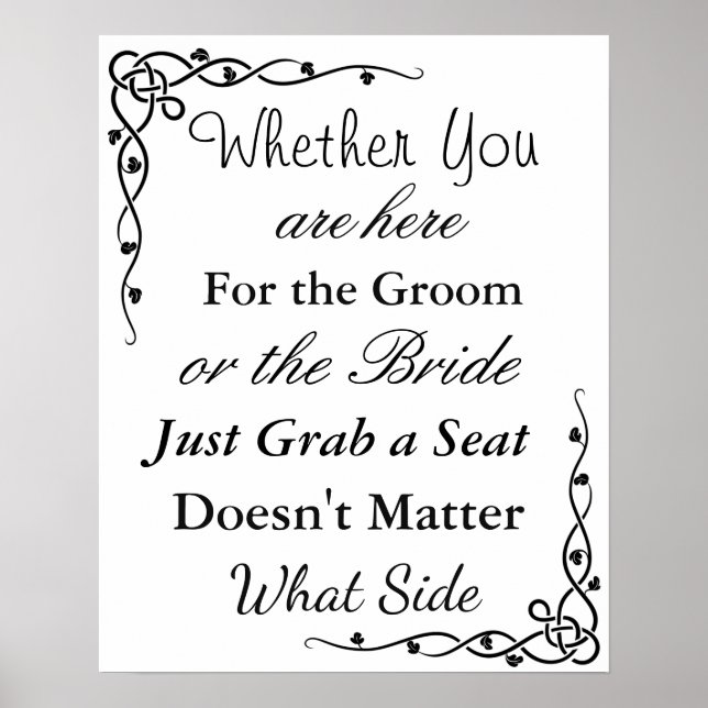 Wedding Seating Chart, Sit "wherever"  Poster (Front)