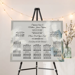 Wedding Seating Chart Smokey Teal Anthurium Pampas Foam Board