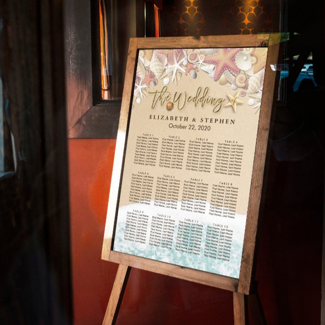 Wedding Seating Chart Summer Sandy Beach Starfish (Creator Uploaded)