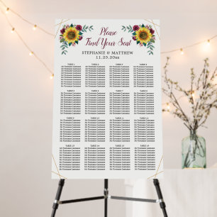 Wedding Seating Chart Sunflower Geometrical Foam Board