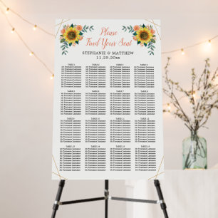Wedding Seating Chart Sunflower Peach Geometrical Foam Board