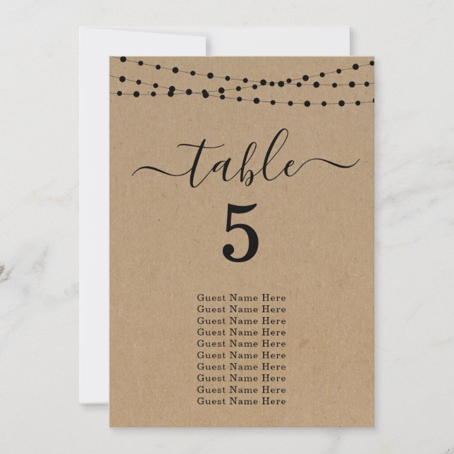 Wedding Seating Chart Table Card (Front)