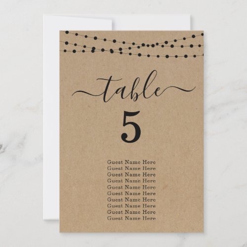 Wedding Seating Chart Table Card