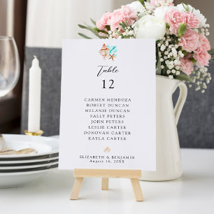 Wedding Seating Chart Table Coastal Beach Number