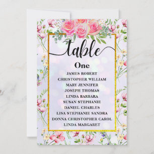 Wedding Seating Chart Table List Card