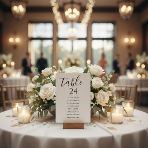 Wedding Seating Chart Table List Card Elegant