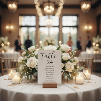 Wedding Seating Chart Table List Card Elegant