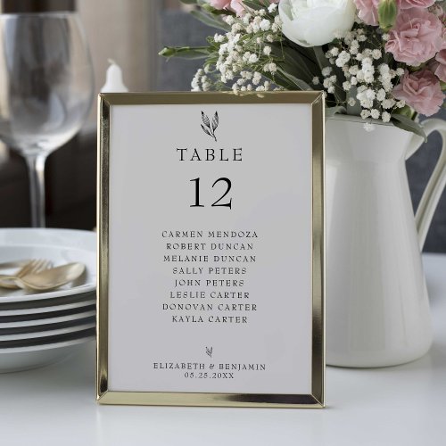 Wedding Seating Chart Table Minimalist Table Number