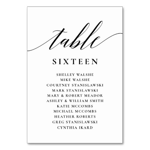 Wedding Seating Chart Table Number
