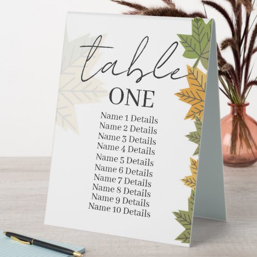 Wedding Seating Chart Table Number Add Guest Names Table Tent Sign