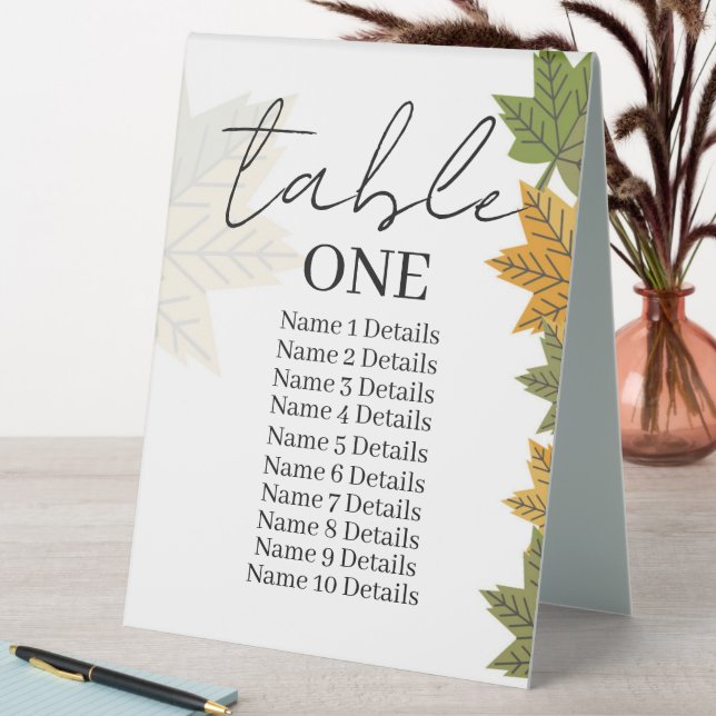 Wedding Seating Chart Table Number Add Guest Names Tent (In SItu (Table))