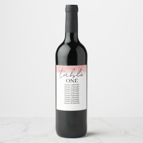 Wedding Seating Chart Table Number Add Guest Names Wine Label