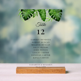 Wedding Seating Chart Table Tropical Greenery