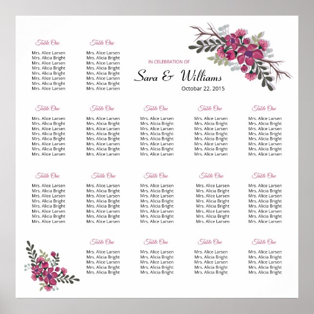 Wedding Seating Chart Template (Front)
