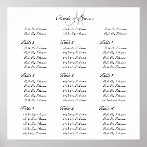 Wedding seating chart template - Create your own Print | Zazzle