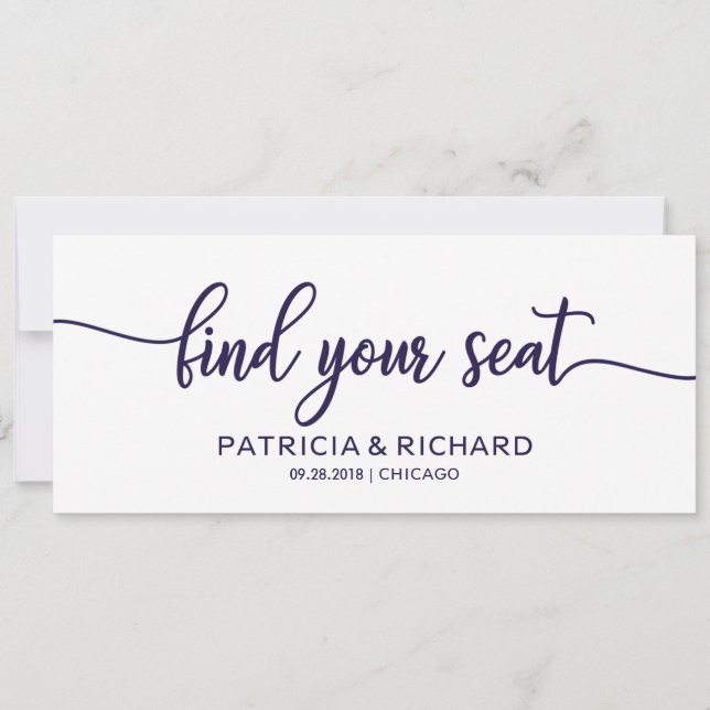 Wedding Seating Chart Title Chic Navy Blue Invitation (Front)