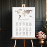 Wedding seating chart travel theme rose gold foam board