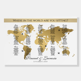Wedding seating chart travel theme world map foam board