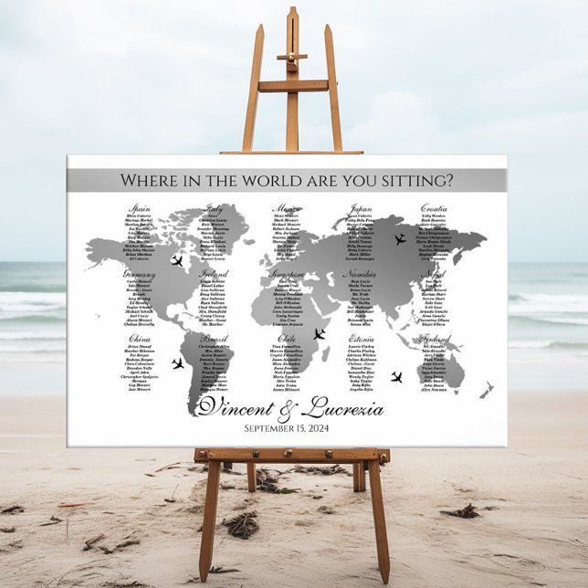 Wedding seating chart travel theme world map foam board (Creator Uploaded)