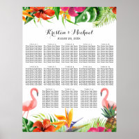 Wedding Seating Chart | Tropical Floral Flamingo