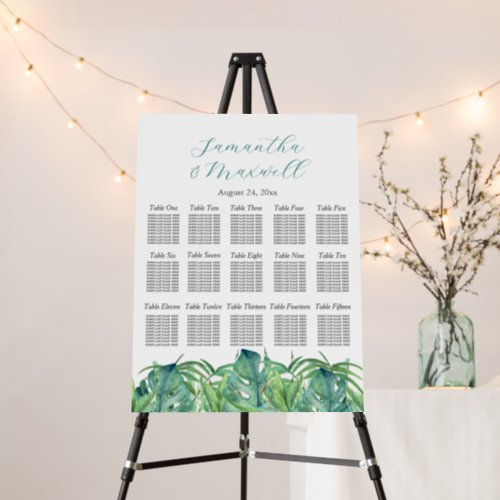 Wedding Seating Chart Tropical Palms Foam Board