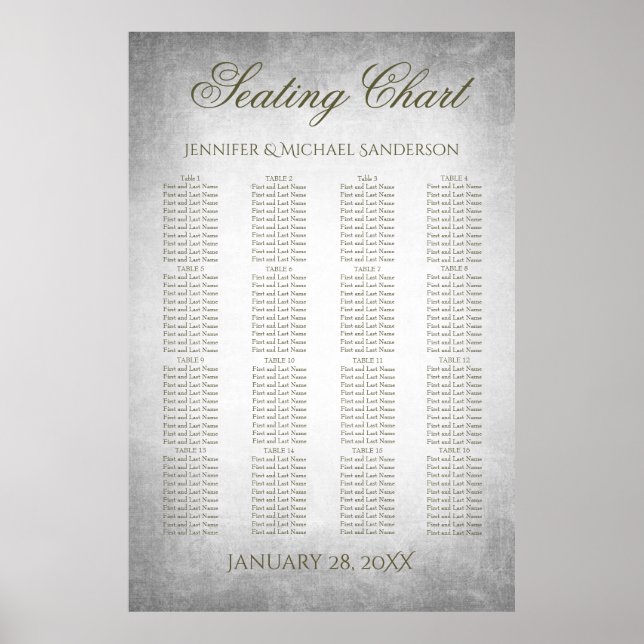 Wedding Seating Chart Vintage Silver (Front)