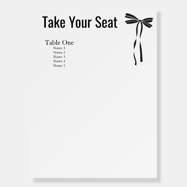 Wedding Seating Chart with Bow Foam Board (Front)