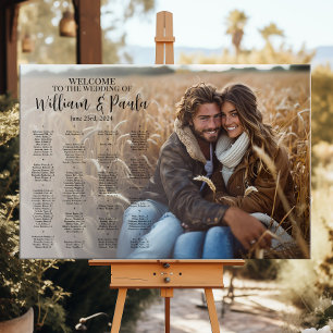Wedding seating chart with photo alphabetical