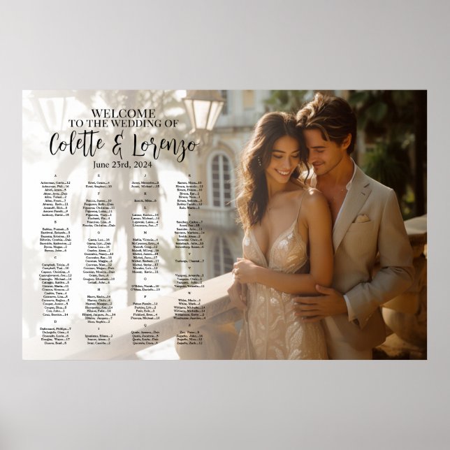 Wedding seating chart with photo alphabetical (Front)