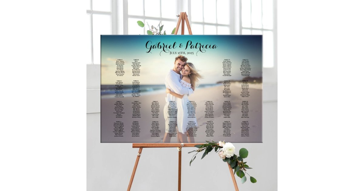 Wedding seating chart with photo editable | Zazzle