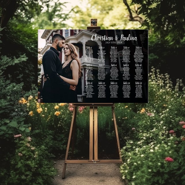 Wedding seating chart with photo elegant