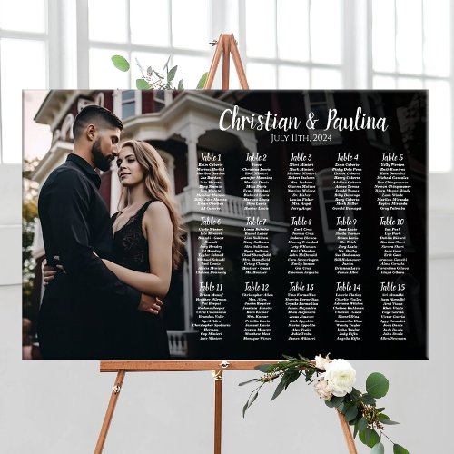 Wedding seating chart with photo elegant