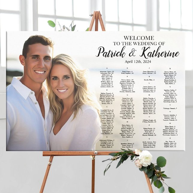 Wedding seating chart with photo elegant plan canvas print (Creator Uploaded)