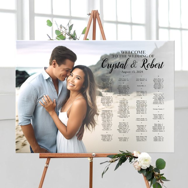 Wedding seating chart with photo faux canvas print (Creator Uploaded)