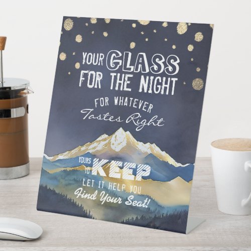 Wedding Seating Glass For The Night Find Your Seat Pedestal Sign