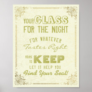 Wedding Seating Glass For The Night Find Your Seat Poster