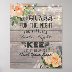 Wedding Seating Glass For The Night Find Your Seat Poster