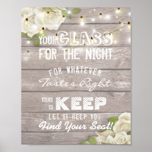 Wedding Seating Glass For The Night Find Your Seat Poster