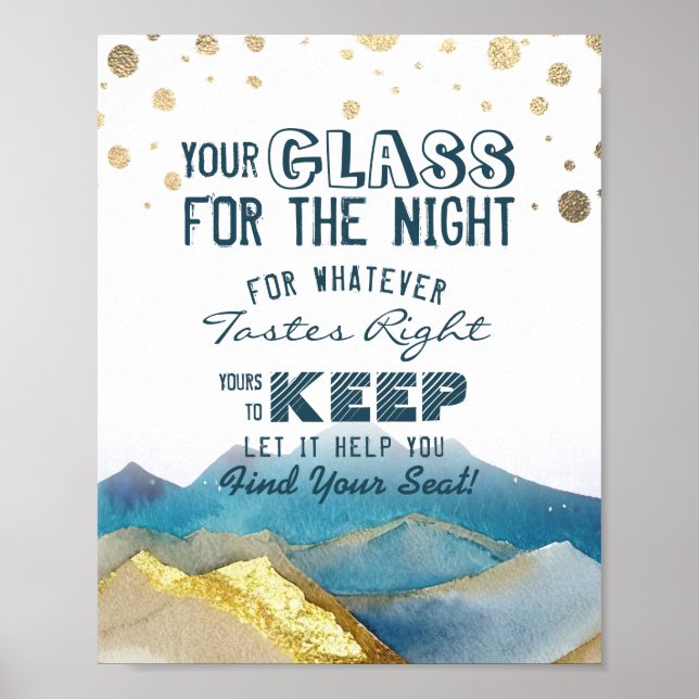 Wedding Seating Glass For The Night Find Your Seat Poster (Front)