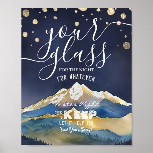 Wedding Seating Glass For The Night Find Your Seat Poster