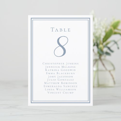 Wedding Seating List Guest Table Number Dusty Blue