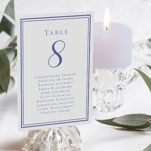 Wedding Seating List Guest Table Number Periwinkle