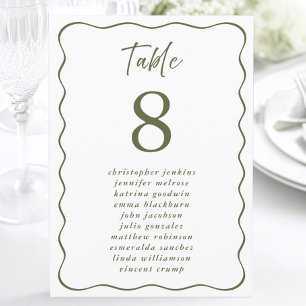 Wedding Seating List Wavy Frame Green Table Number