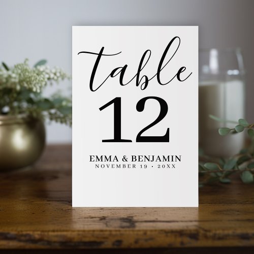 Wedding Seating _ Minimal Script Black White  _ Table Number