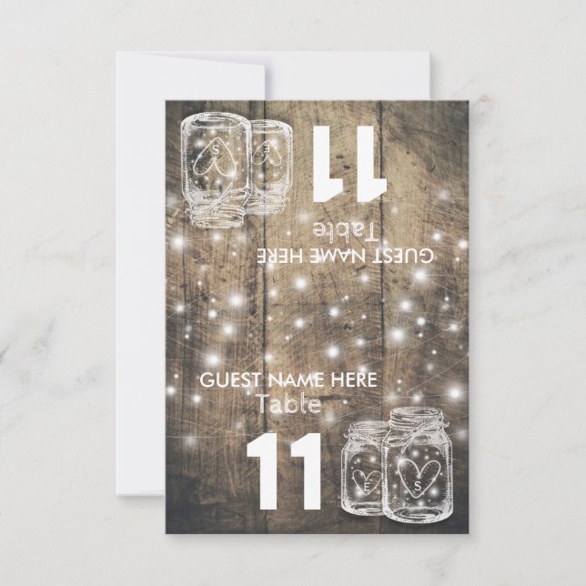 Wedding Seating Place Table Number Mason Jar Light (Front)