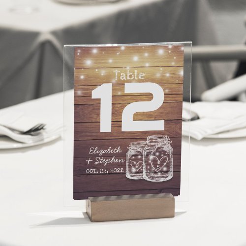 Wedding Seating Place Table Number Mason Jar Light