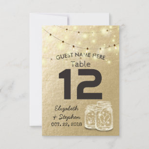 Wedding Seating Place Table Number Mason Jar Light