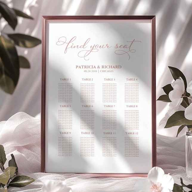 Wedding Seating Plan Board Elegant 12 Tables Poster (Creator Uploaded)