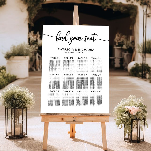 Wedding Seating Plan Board Elegant Calligraphy (Creator Uploaded)